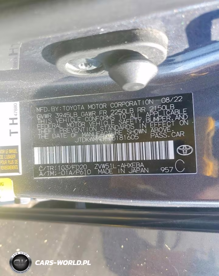 2022 Toyota Prius Le VIN:JTDKAMFU8N3181605 - 12