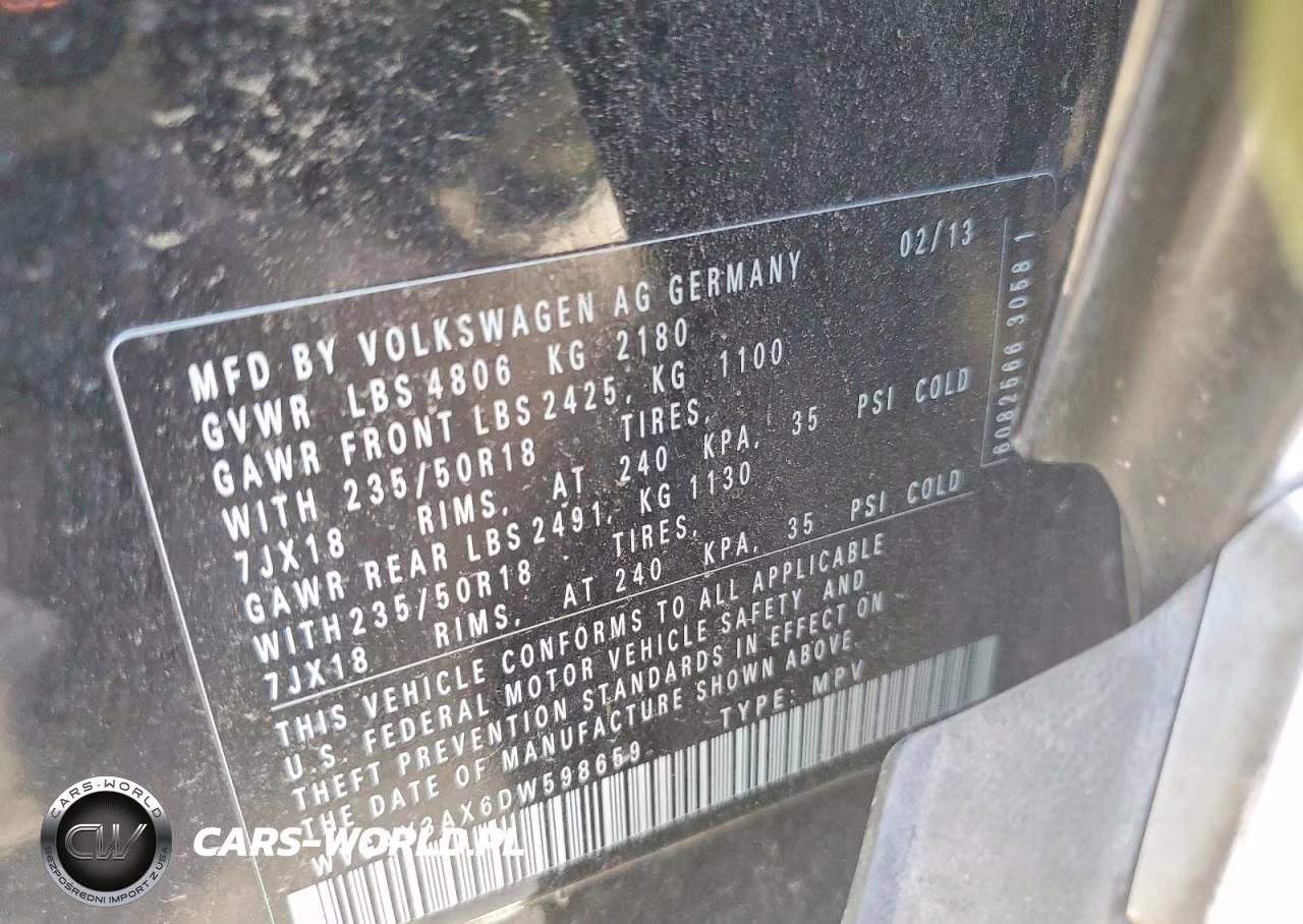 2013 Volkswagen Tiguan S VIN:WVGAV3AX6DW598659 - 12