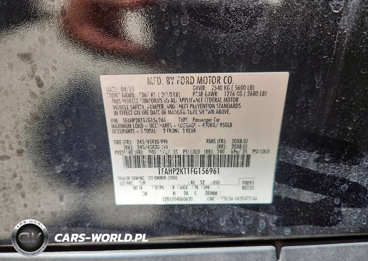 2015 Ford Taurus Sho VIN:1FAHP2KT1FG156961 - 12