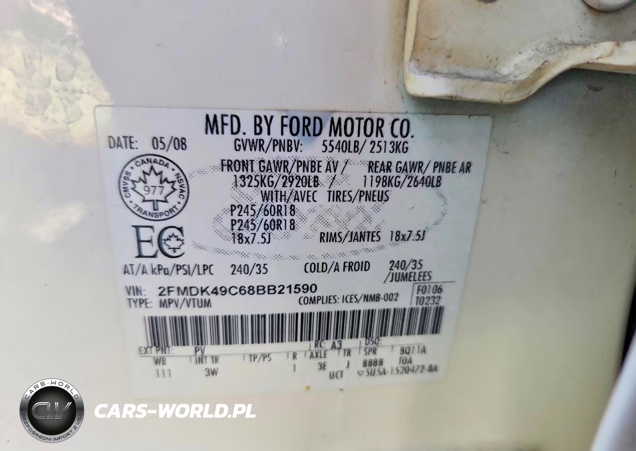 2008 Ford Edge Limited VIN:2FMDK49C68BB21590 - 12