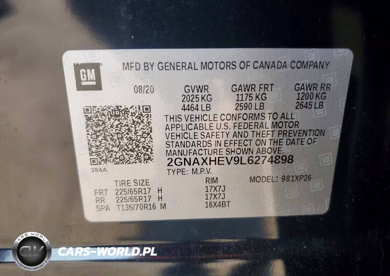 2020 Chevrolet Equinox Ls VIN:2GNAXHEV9L6274898 - 13