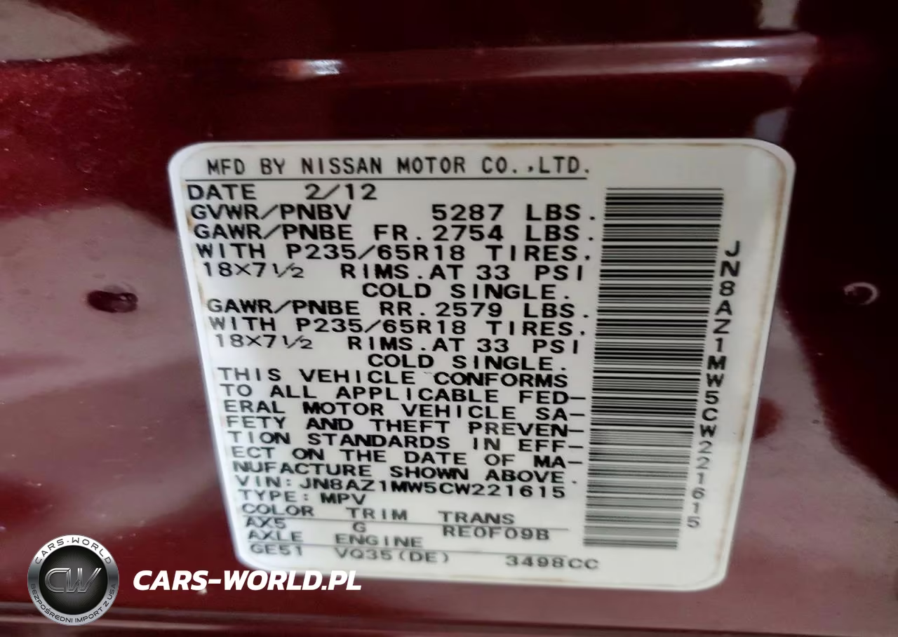 2012 Nissan Murano S VIN:JN8AZ1MW5CW221615 - 13