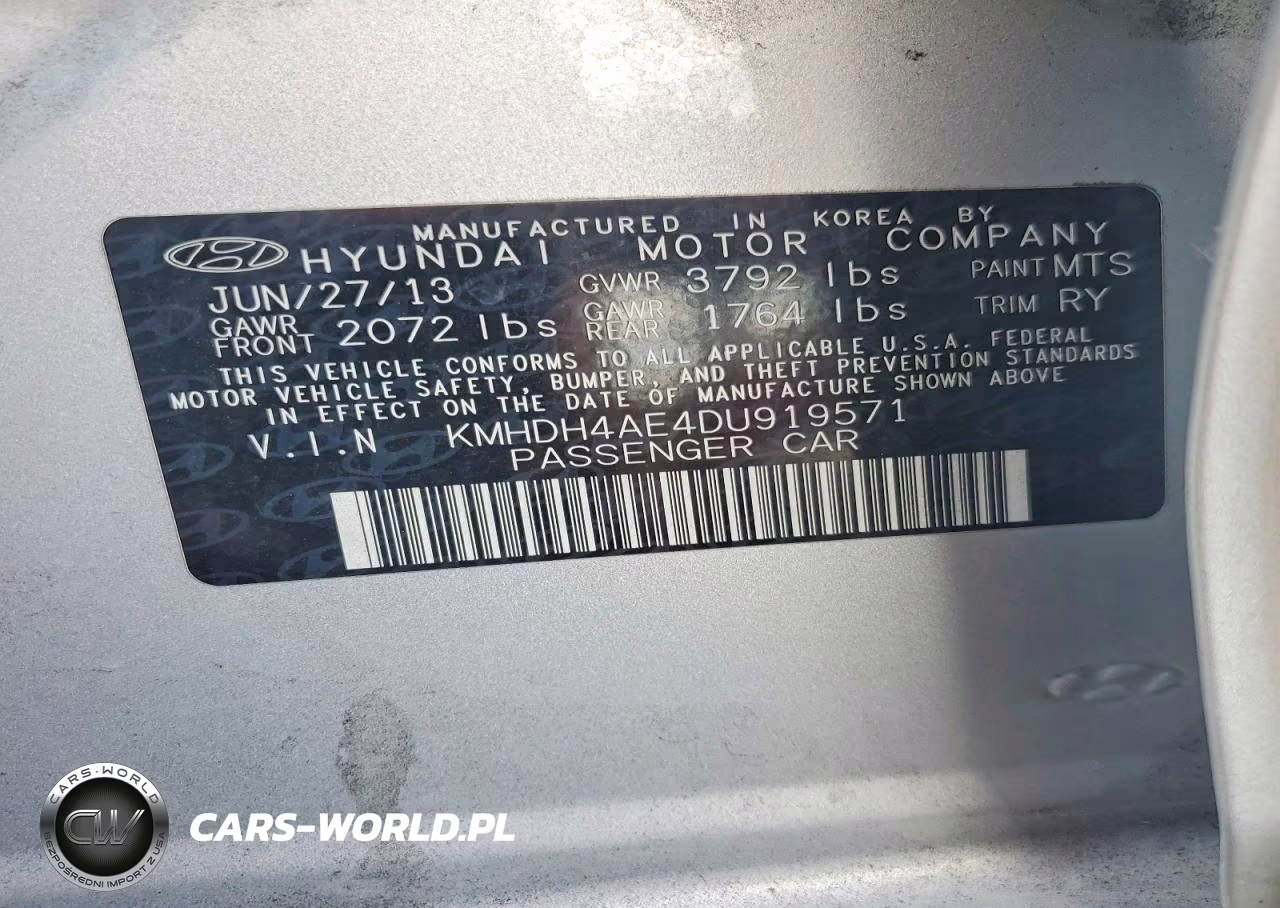 2013 Hyundai Elantra Limited VIN:KMHDH4AE4DU919571 - 13