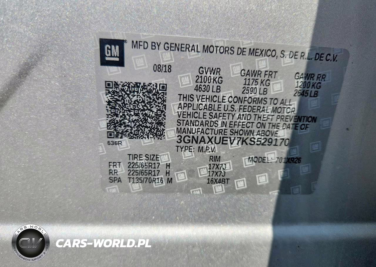 2019 Chevrolet Equinox Lt VIN:3GNAXUEV7KS529170 - 13