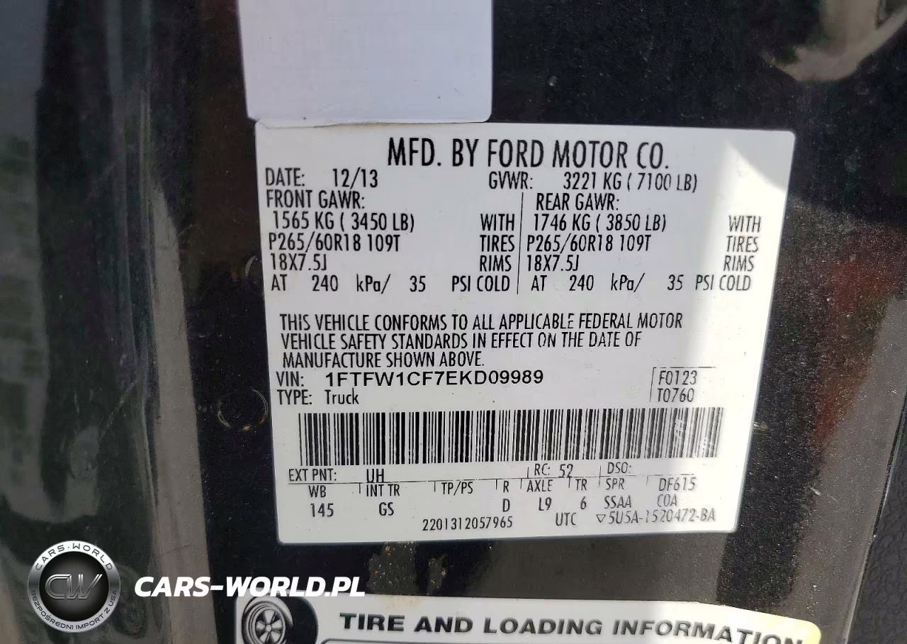 2014 Ford F150 Supercrew VIN:1FTFW1CF7EKD09989 - 13