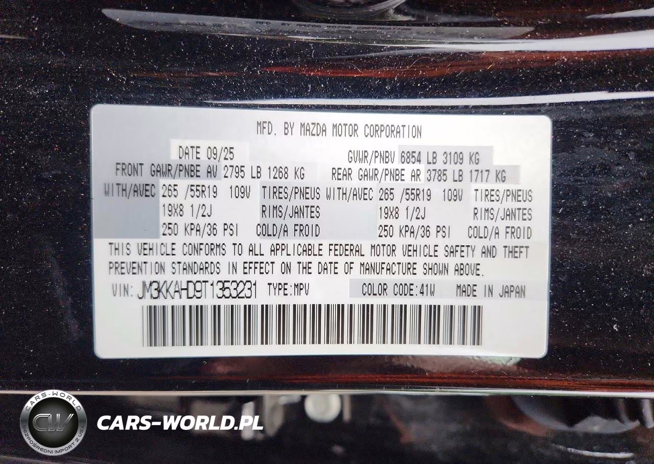 2026 Mazda Cx-90 Select VIN:JM3KKAHD9T1353231 - 14