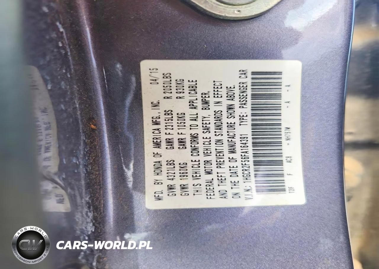 2015 Honda Accord Sport VIN:1HGCR2F56FA164391 - 12