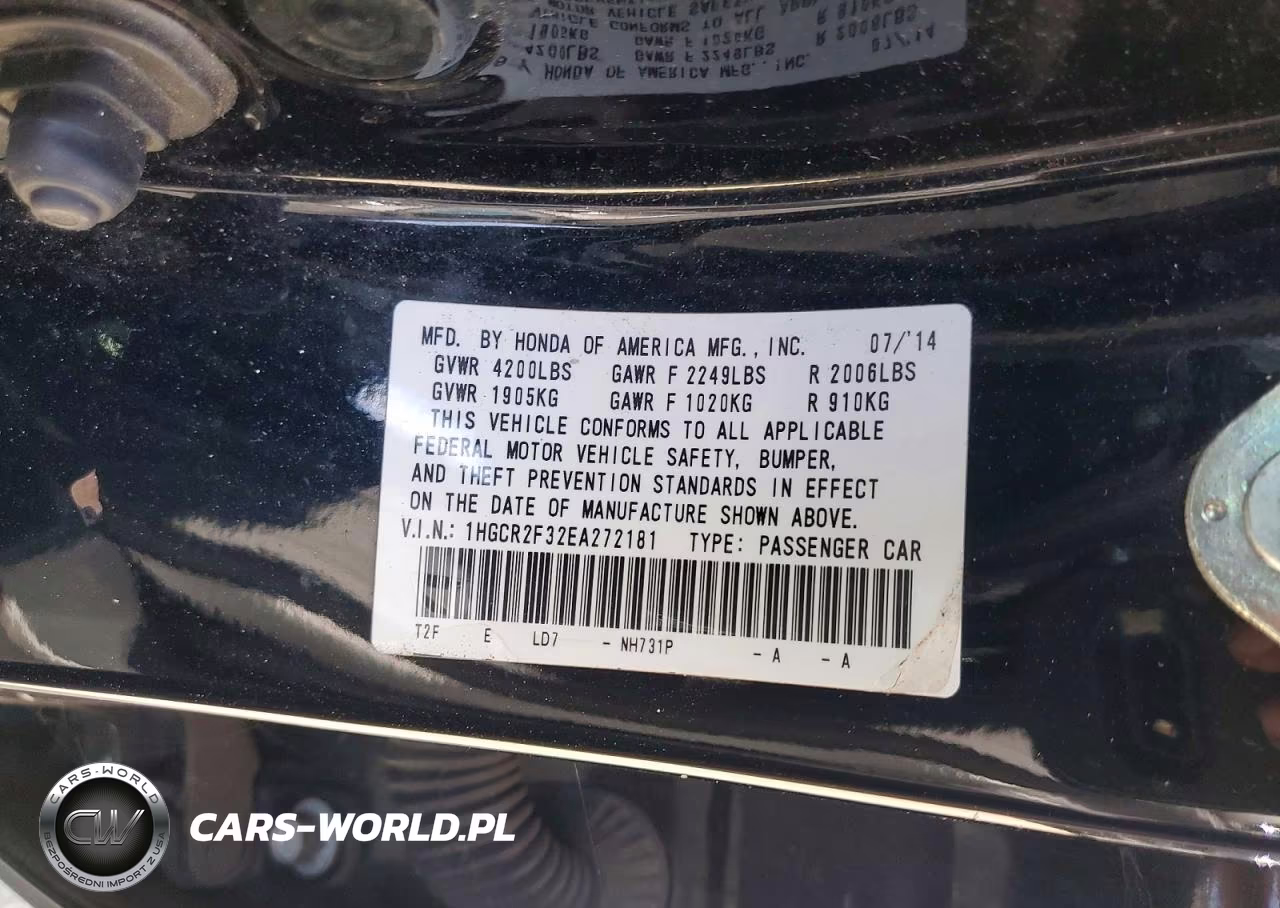 2014 Honda Accord Lx VIN:1HGCR2F32EA272181 - 13