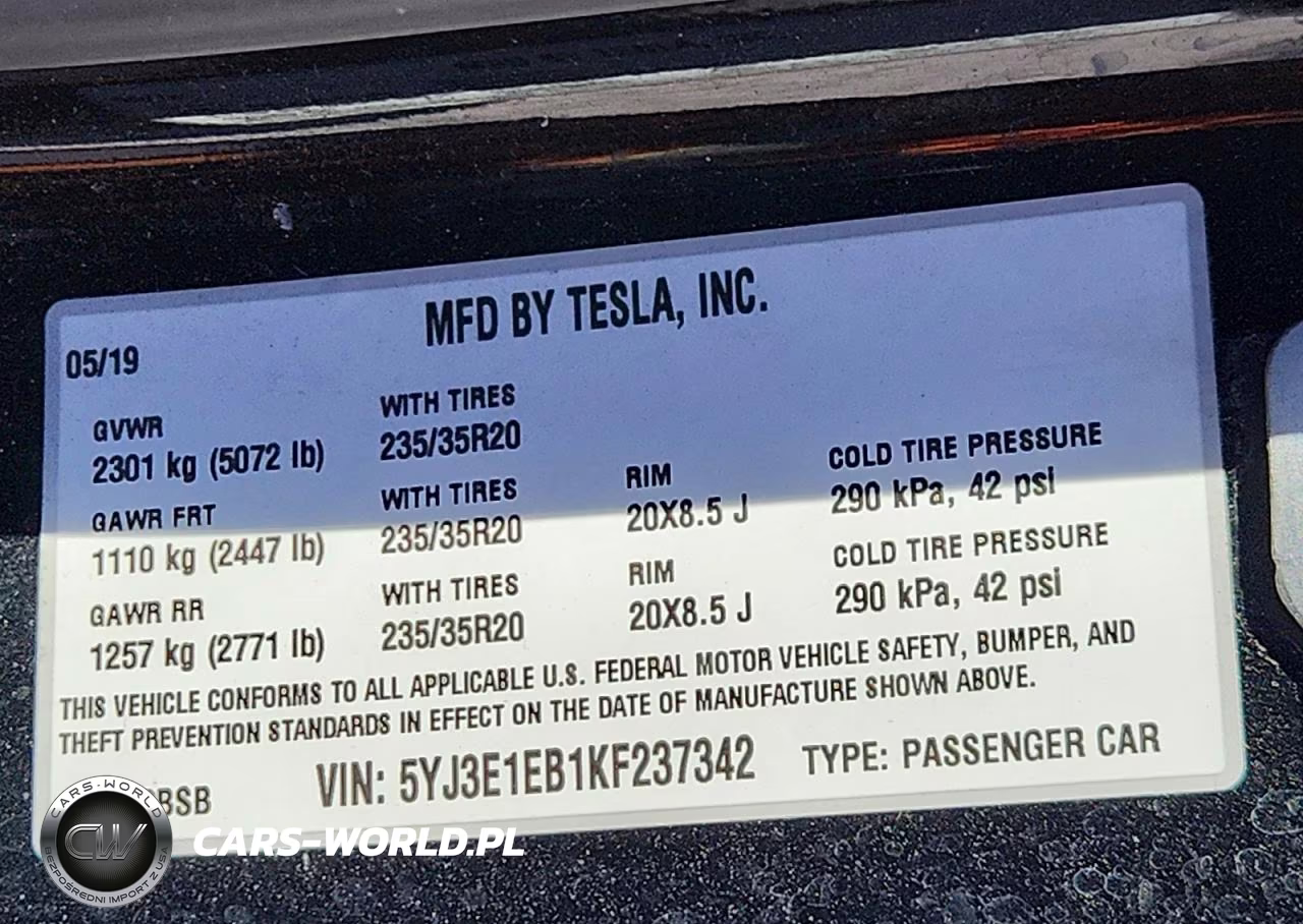2019 Tesla Model 3 VIN:5YJ3E1EB1KF237342 - 12