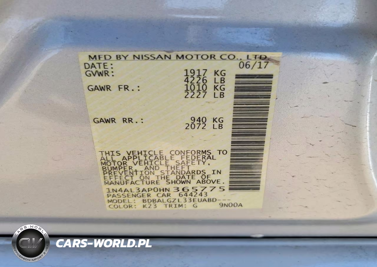 2017 Nissan Altima 2.5 S VIN:1N4AL3AP0HN365775 - 12