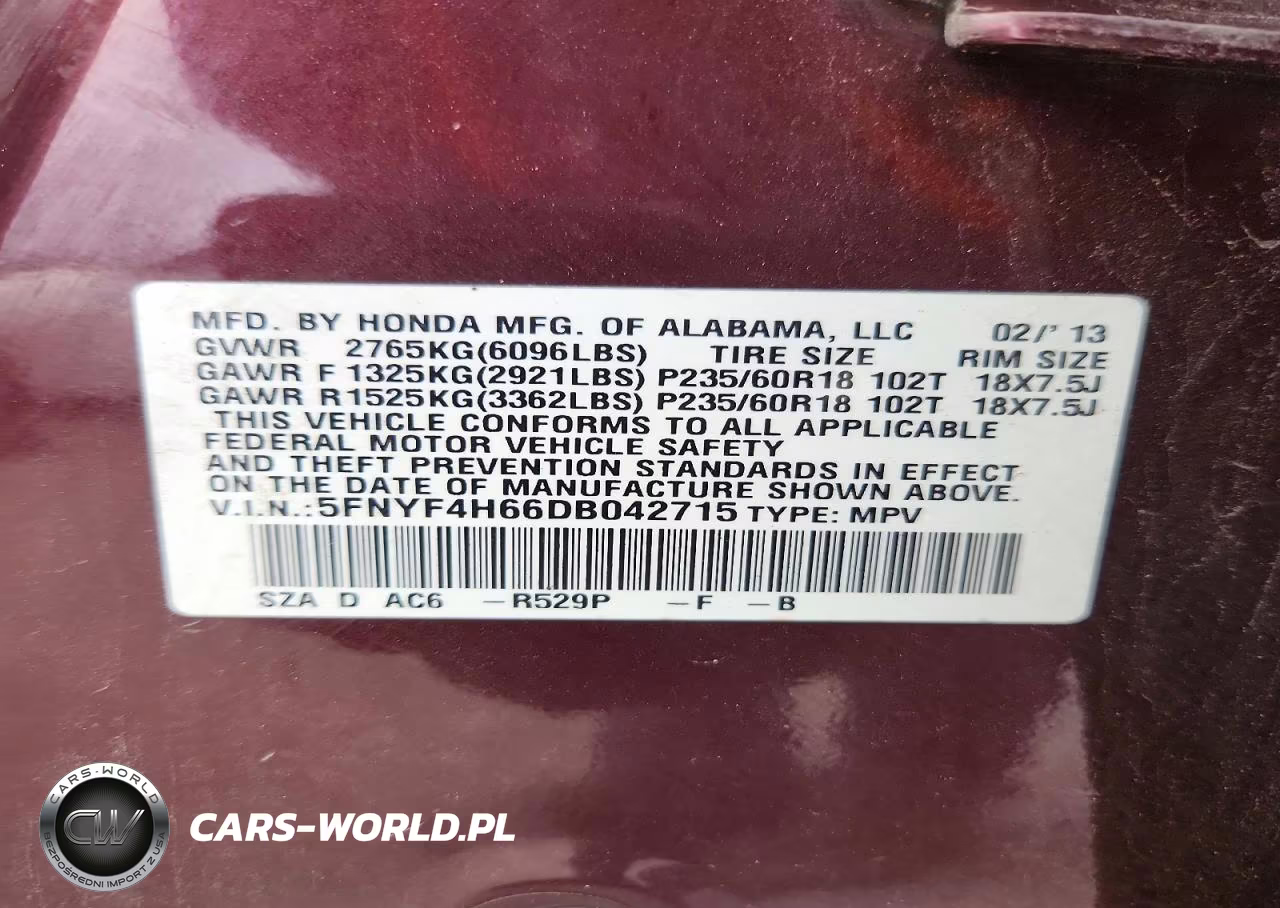 2013 Honda Pilot Exl VIN:5FNYF4H66DB042715 - 13