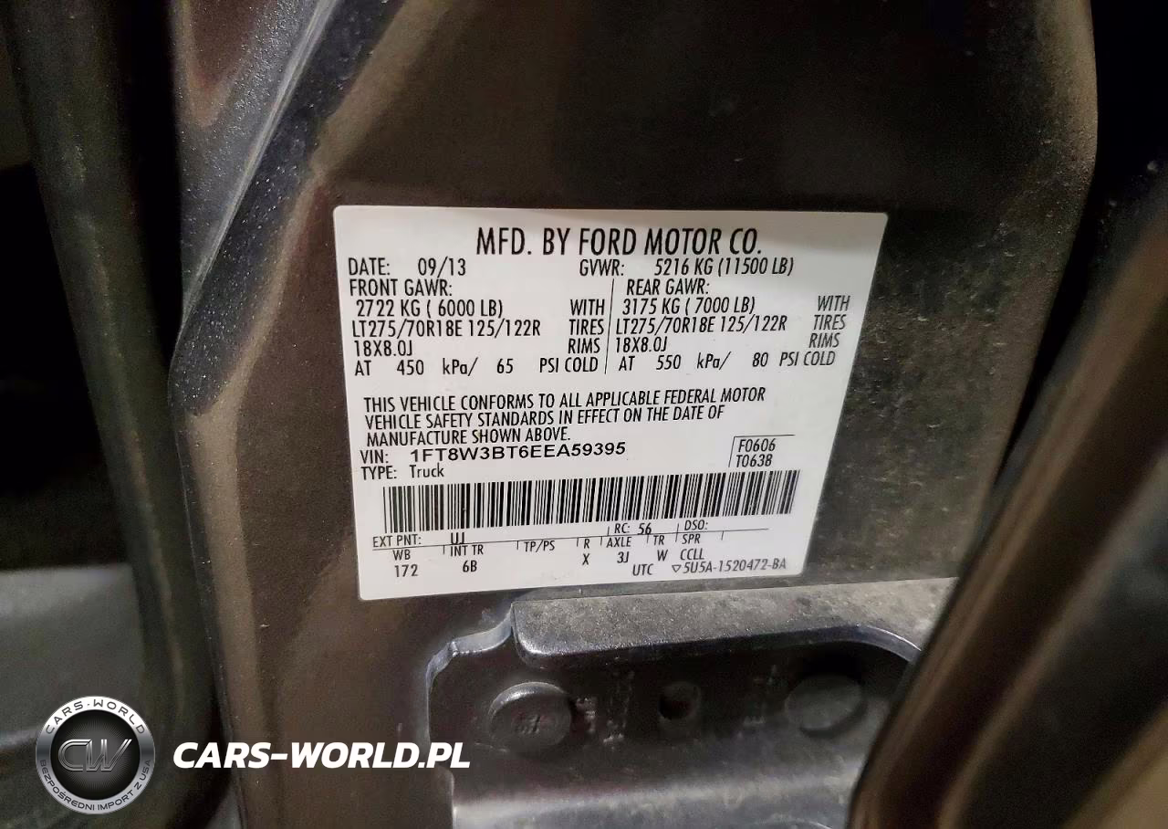 2014 Ford F350 Super Duty VIN:1FT8W3BT6EEA59395 - 12