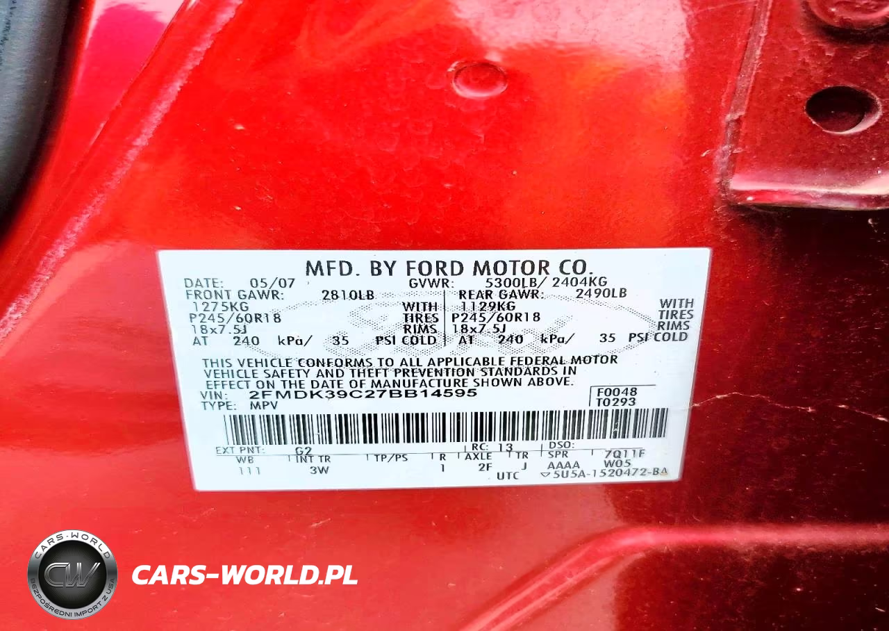 FORD EDGE SEL P VIN:2FMDK39C27BB14595 - 13