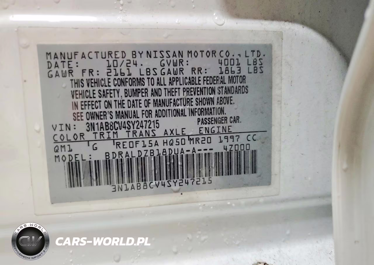 2025 Nissan Sentra Sv VIN:3N1AB8CV4SY247215 - 12