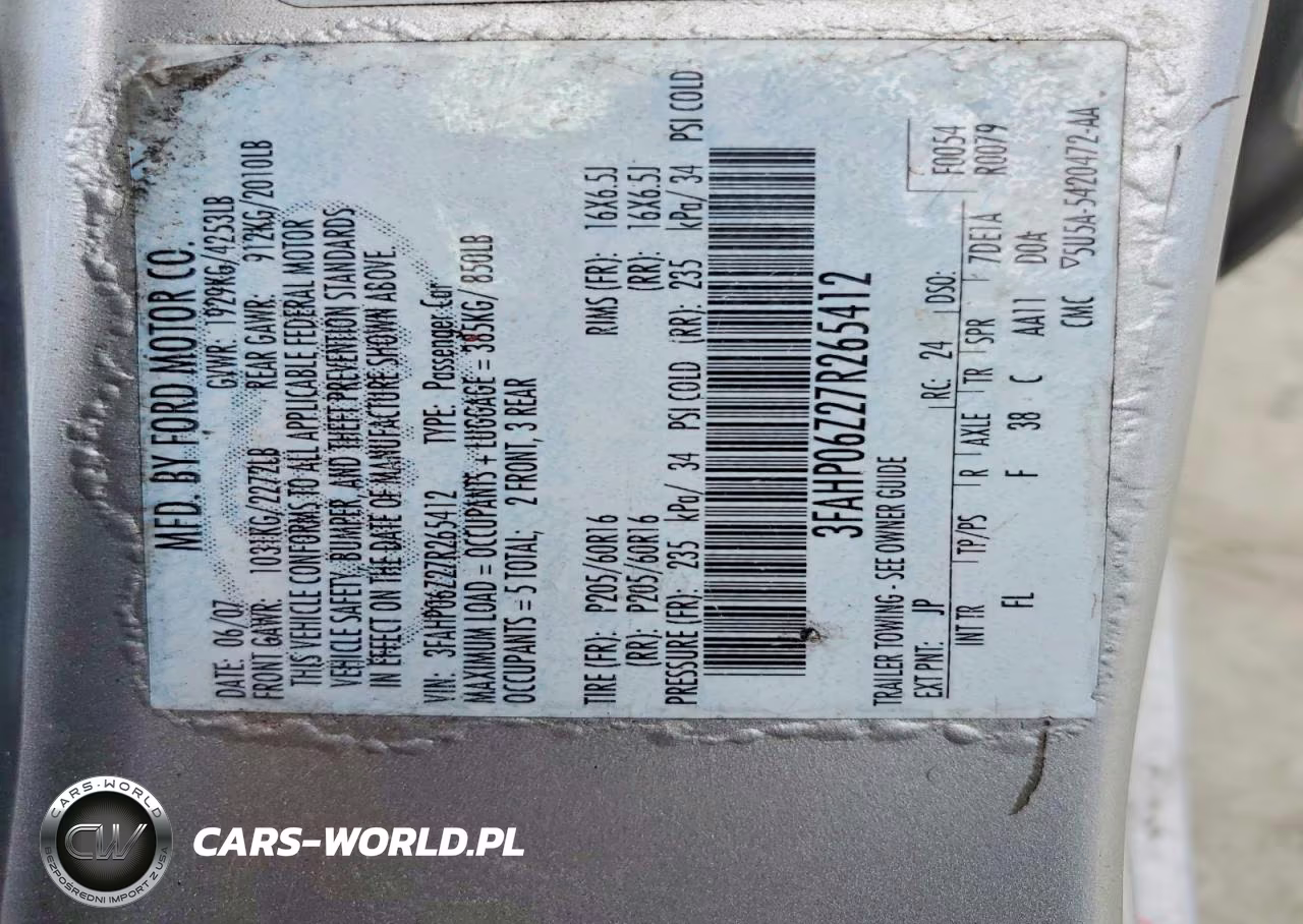 2007 Ford Fusion S VIN:3FAHP06Z27R265412 - 12