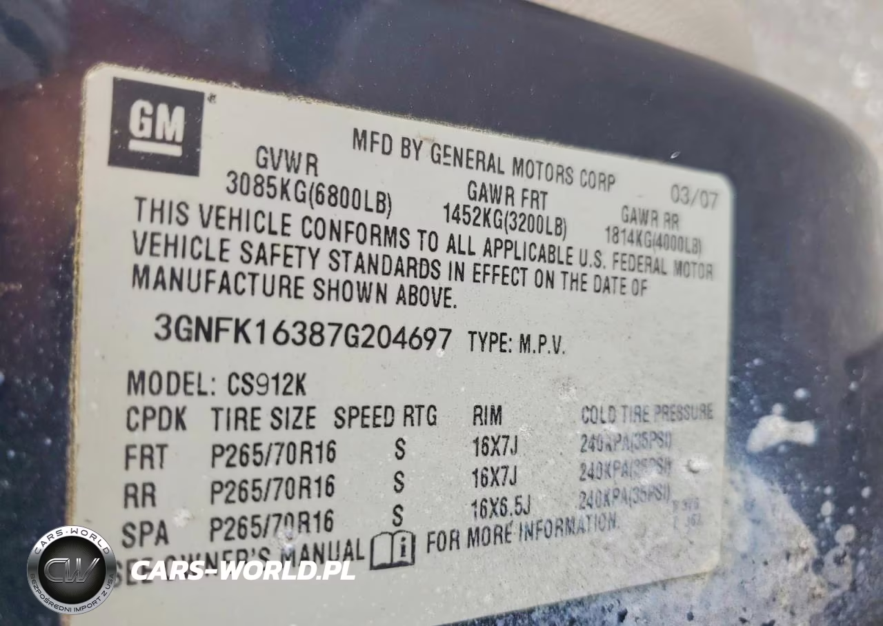2007 Chevrolet Suburban K1500 VIN:3GNFK16387G204697 - 12