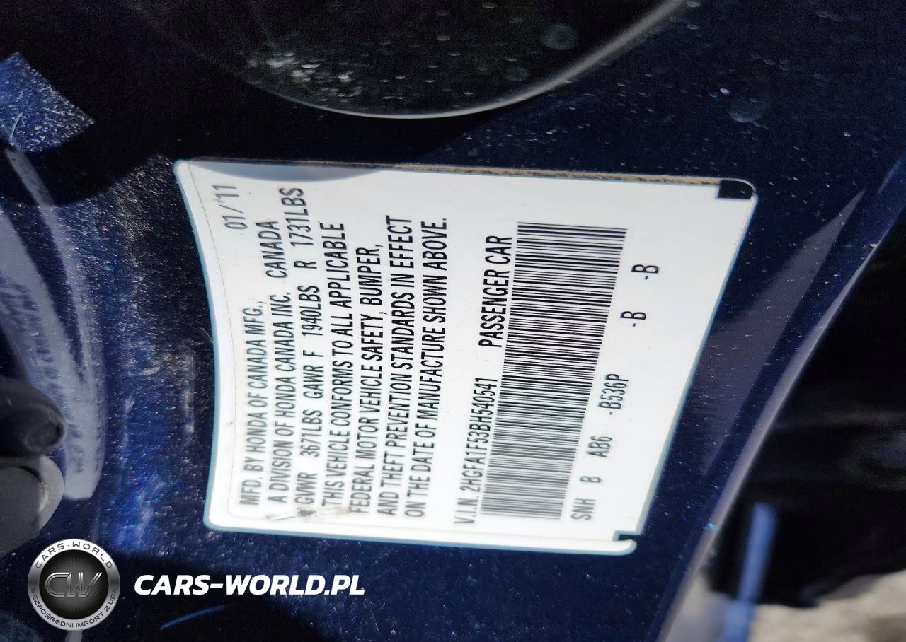 2011 Honda Civic Lx VIN:2HGFA1F53BH540541 - 13