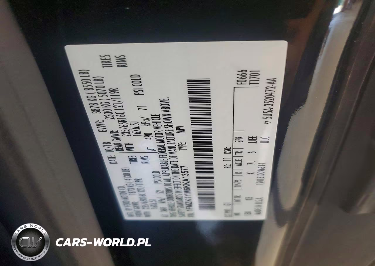 2019 Ford Transit T-150 VIN:1FMZK1YM6KKA13577 - 13