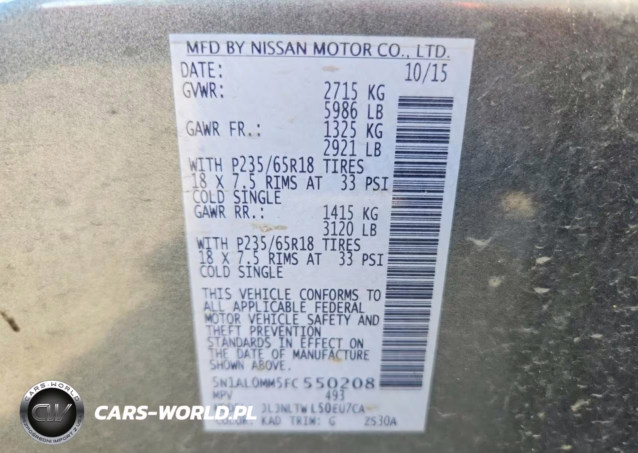 2015 Infiniti Qx60 Base VIN:5N1AL0MM5FC550208 - 13