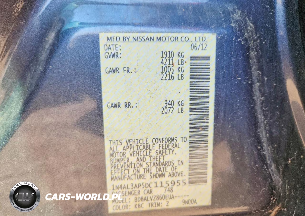 2013 Nissan Altima 2.5 VIN:1N4AL3AP5DC115955 - 12