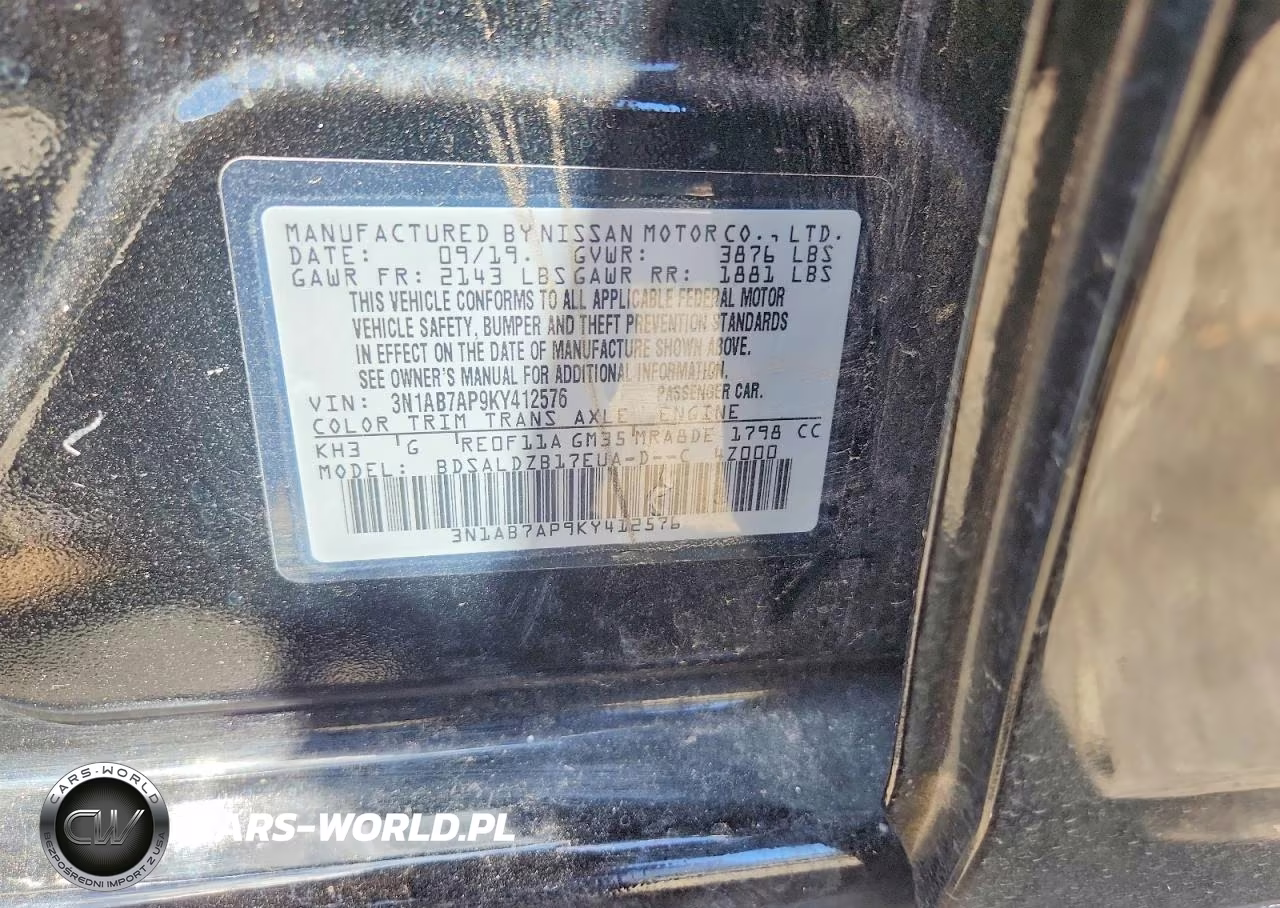 2019 Nissan Sentra Sv VIN:3N1AB7AP9KY412576 - 12