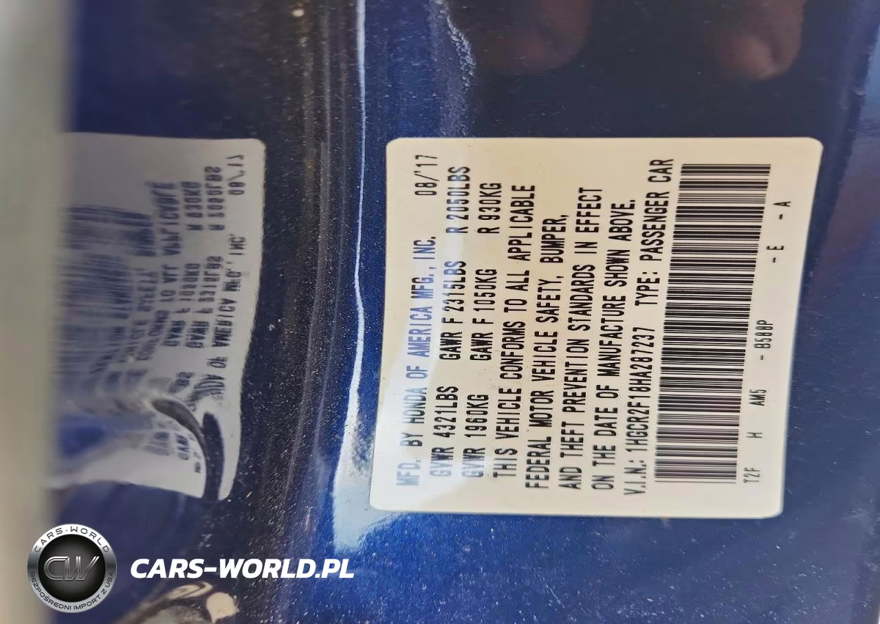 2017 Honda Accord Sport Special Edition VIN:1HGCR2F18HA287237 - 12