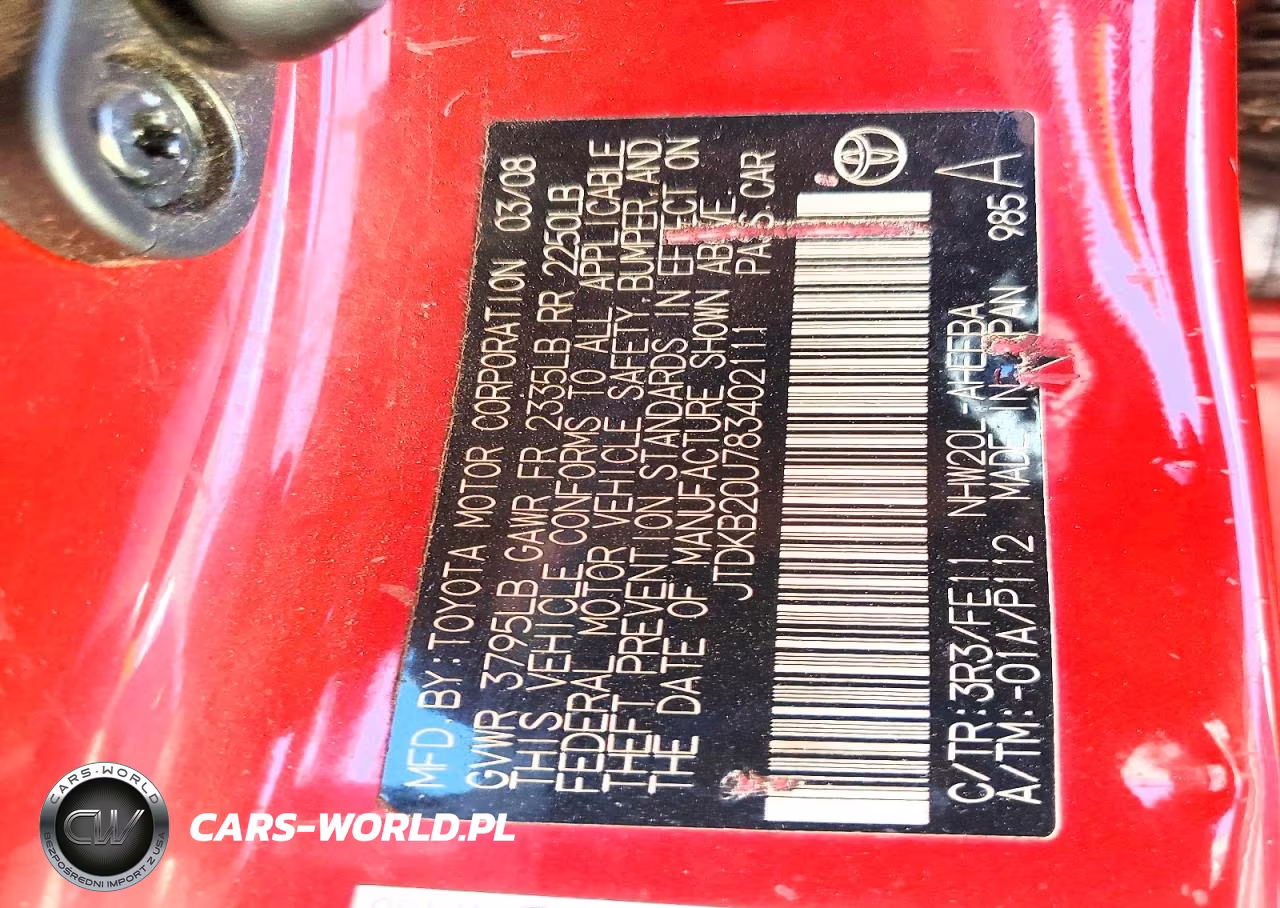 2008 Toyota Prius Base VIN:JTDKB20U783402111 - 12