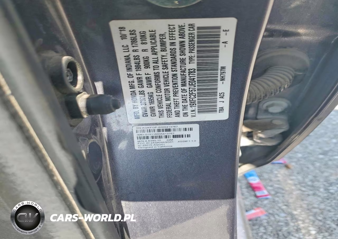 2018 Honda Civic Lx VIN:19XFC2F57JE041783 - 12