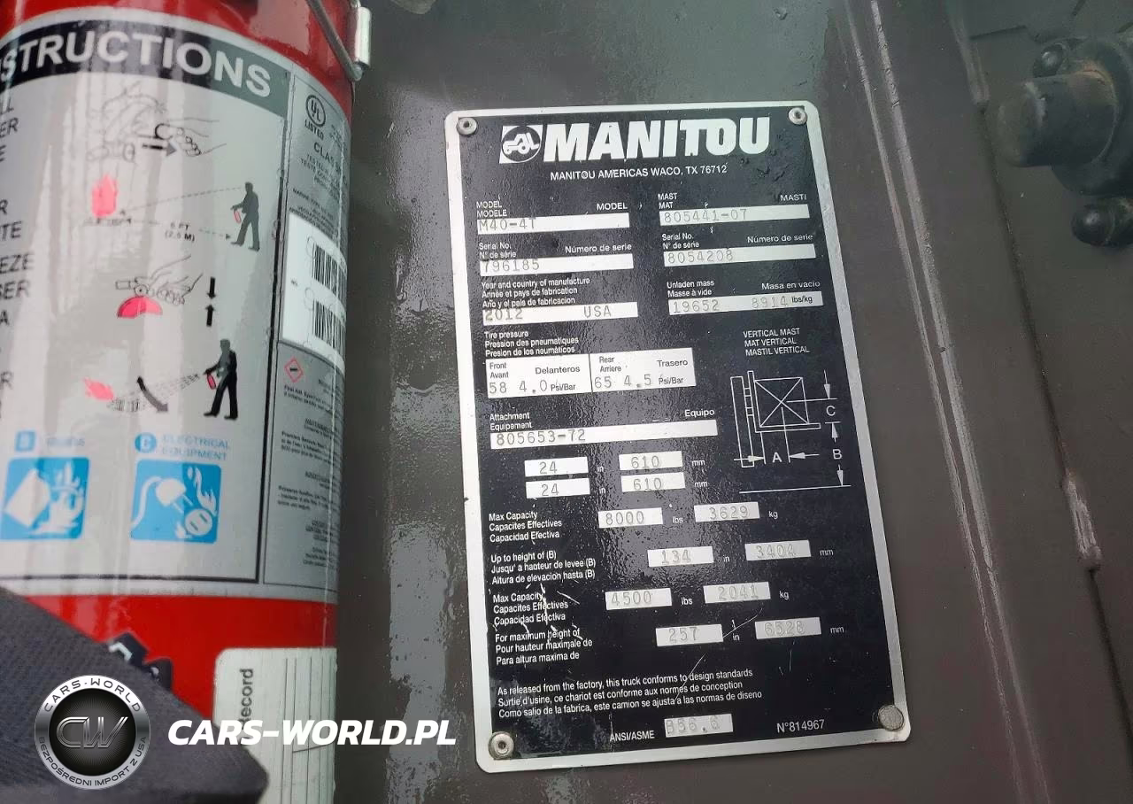 2012 Manitou M40.4 Turbo Forklift VIN:00000000008054208 - 10