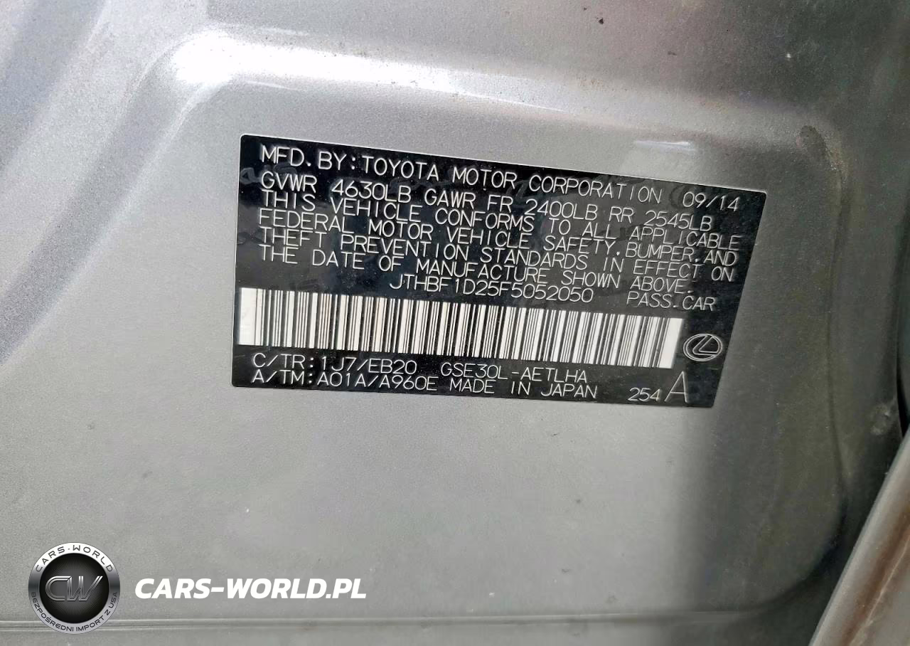 2015 Lexus Is 250 VIN:JTHBF1D25F5052050 - 12