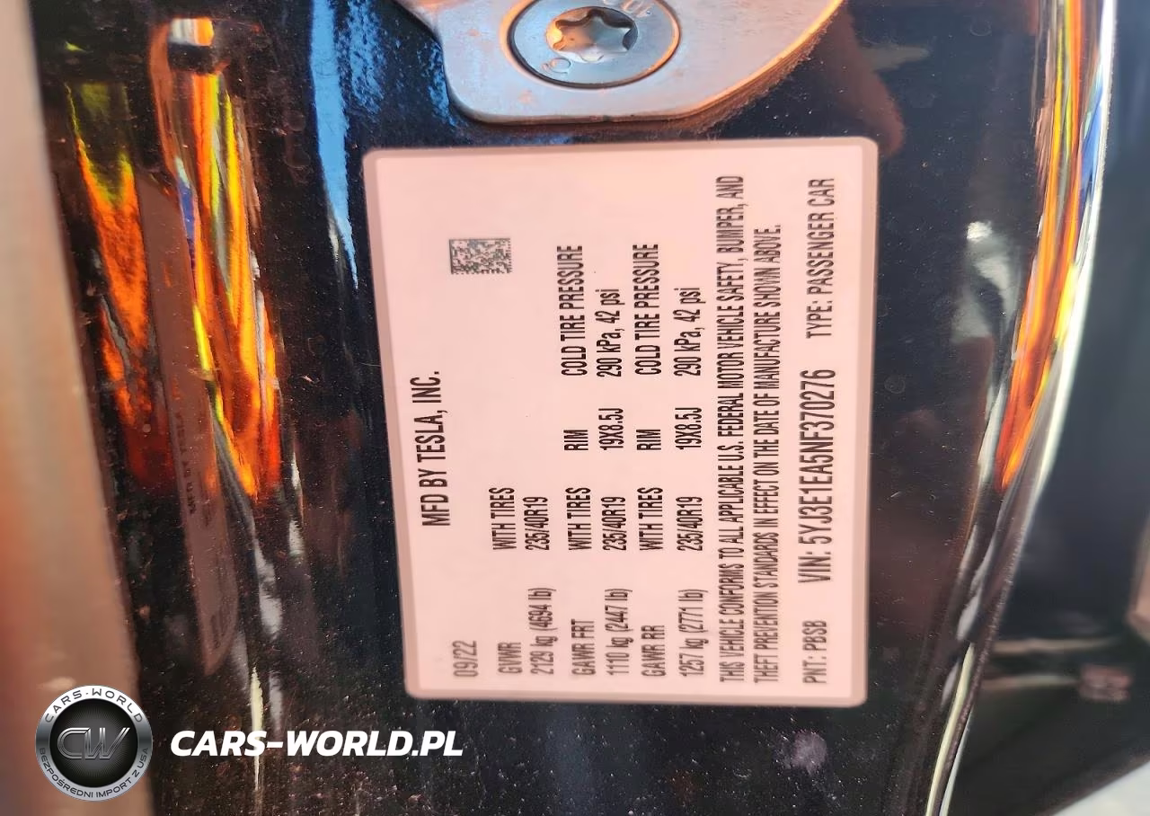 2022 Tesla Model 3 VIN:5YJ3E1EA5NF370276 - 12