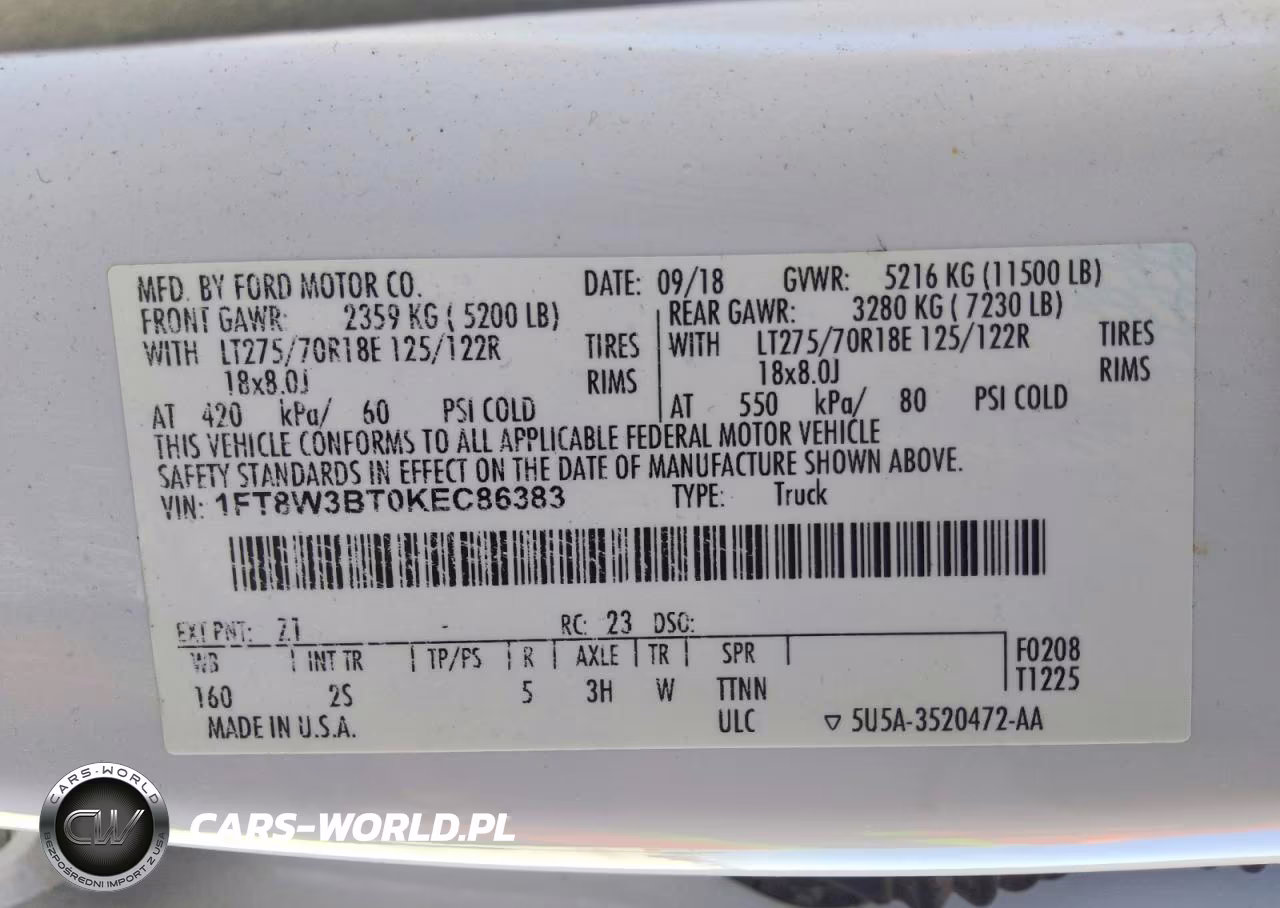 2019 Ford F350 Super Duty VIN:1FT8W3BT0KEC86383 - 12