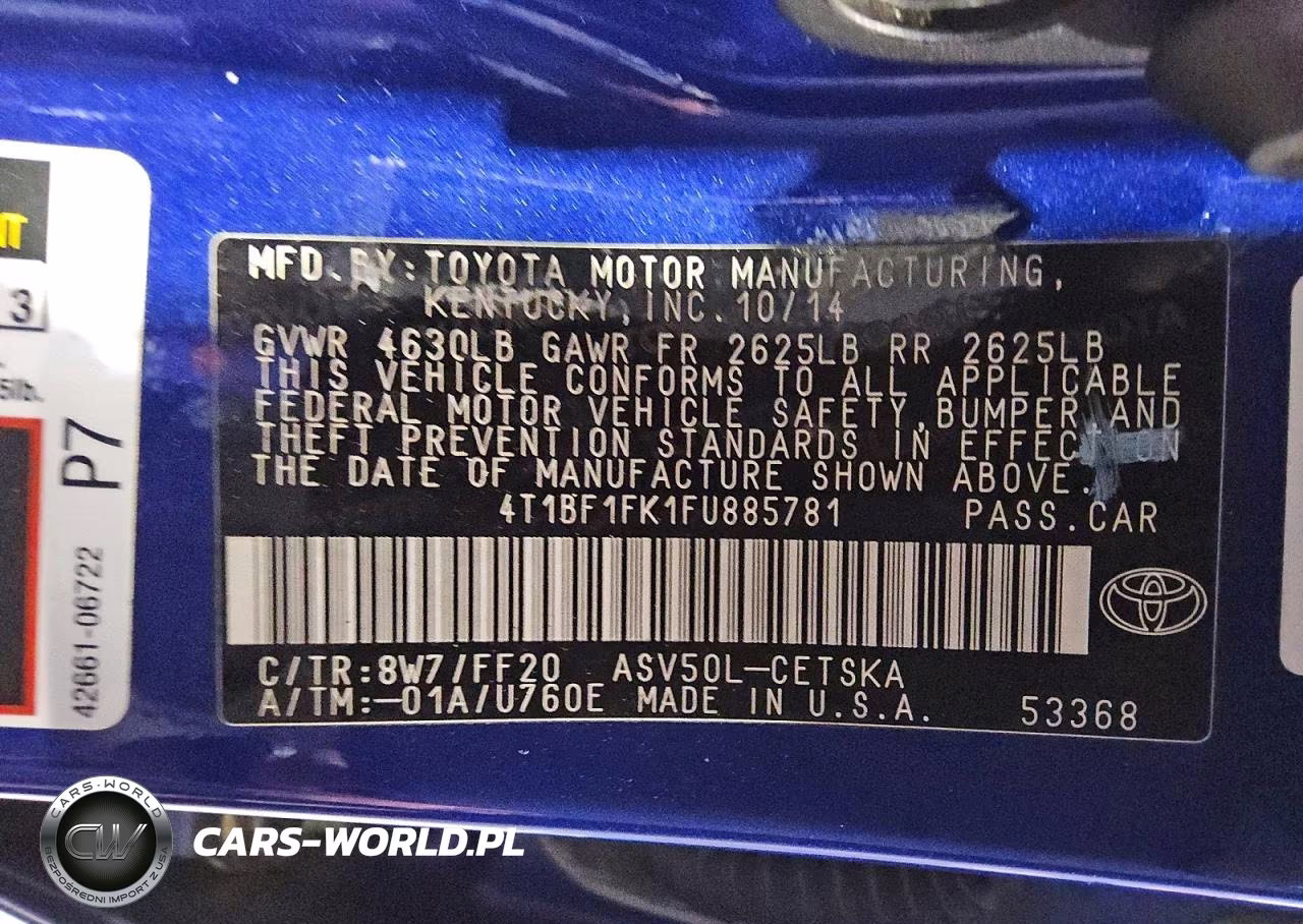 2015 Toyota Camry Se VIN:4T1BF1FK1FU885781 - 12