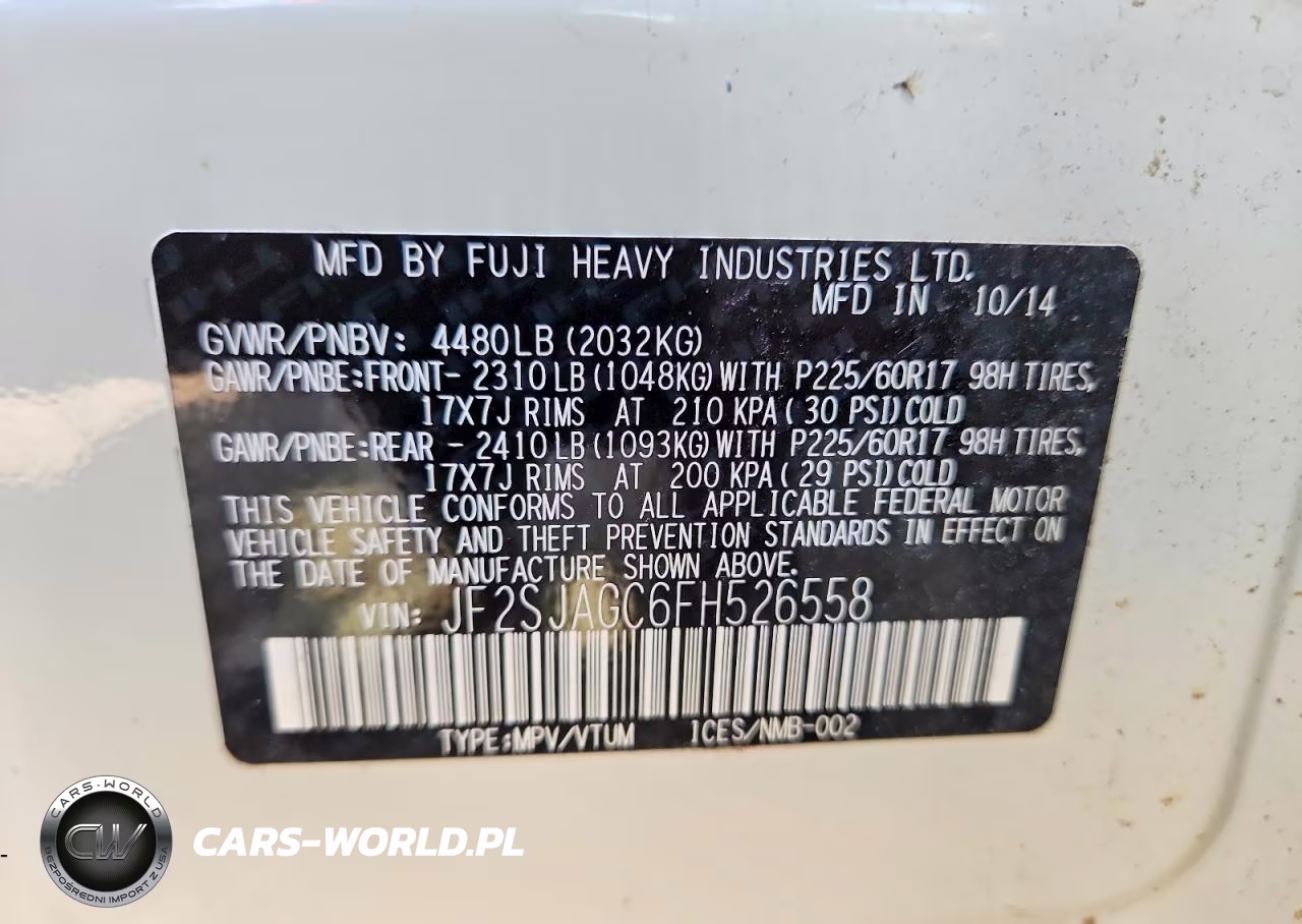 2015 Subaru Forester 2.5I Premium VIN:JF2SJAGC6FH526558 - 13