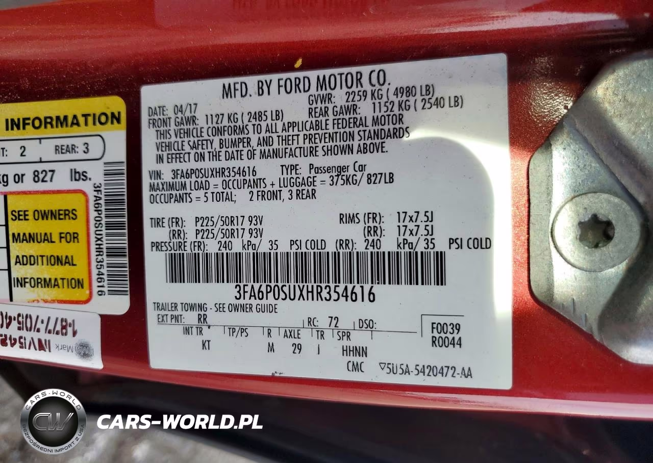 2017 Ford Fusion Titanium Phev VIN:3FA6P0SUXHR354616 - 12