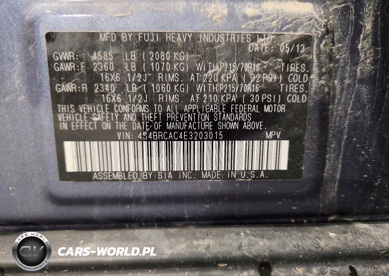 2014 Subaru Outback 2.5I VIN:4S4BRCAC4E3203015 - 13