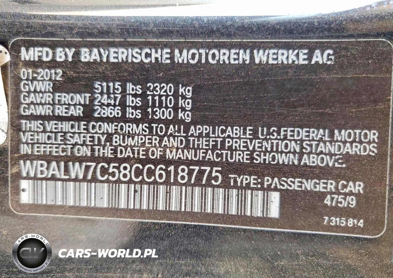 2012 BMW 640 I VIN:WBALW7C58CC618775 - 12
