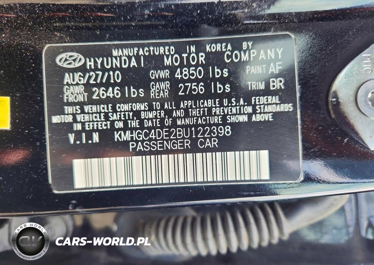 2011 Hyundai Genesis 3.8L VIN:KMHGC4DE2BU122398 - 12