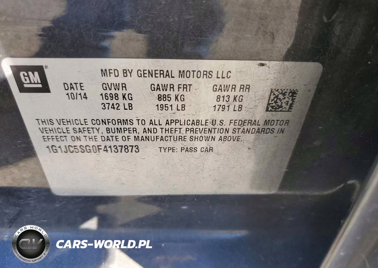 2015 Chevrolet Sonic Lt VIN:1G1JC5SG0F4137873 - 12