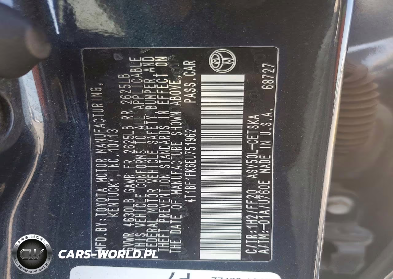 2014 Toyota Camry Se VIN:4T1BF1FK6EU751962 - 12