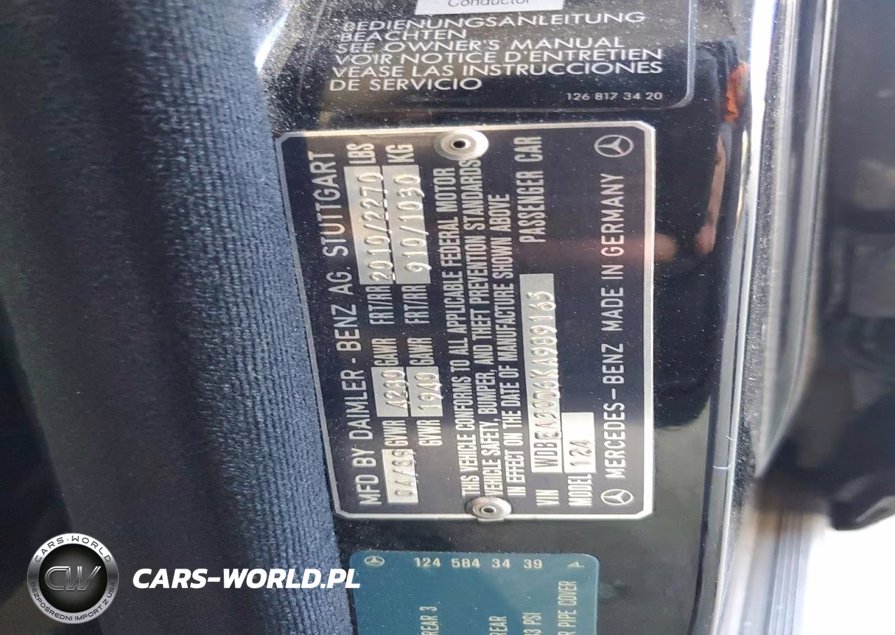 1989 Mercedes-Benz 300 E VIN:WDBEA30D6KA989165 - 12