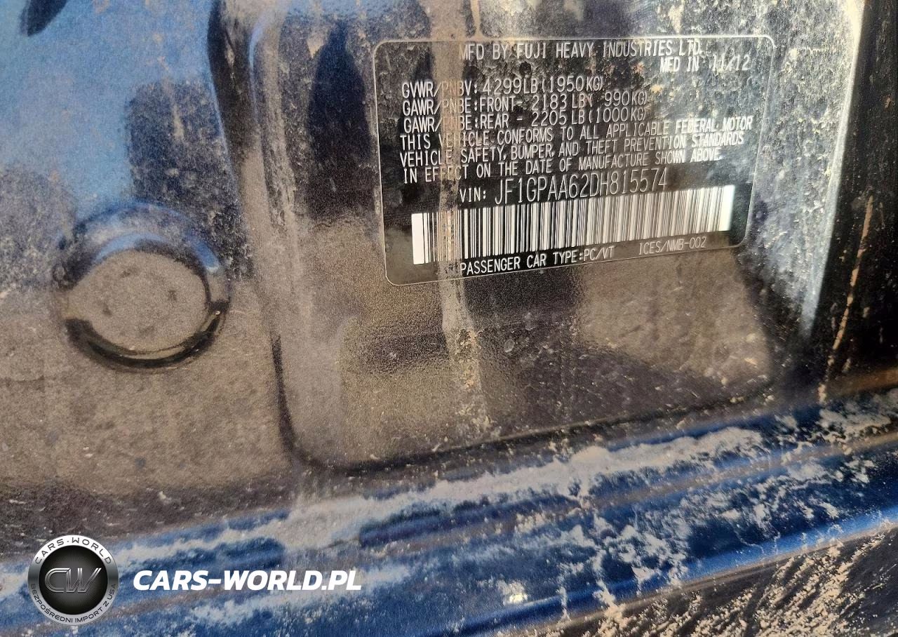 2013 Subaru Impreza VIN:JF1GPAA62DH815574 - 12