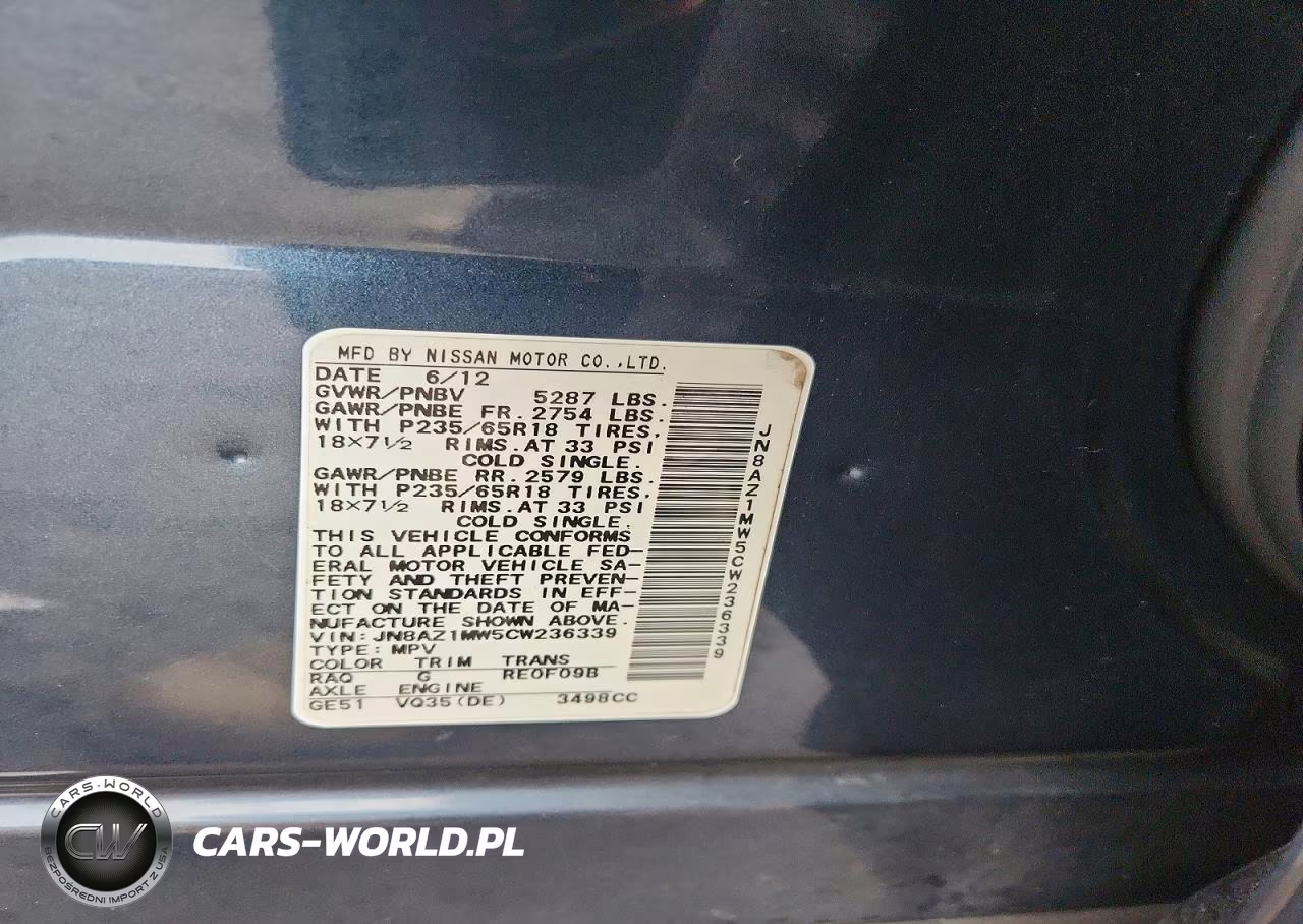 2012 Nissan Murano S VIN:JN8AZ1MW5CW236339 - 12