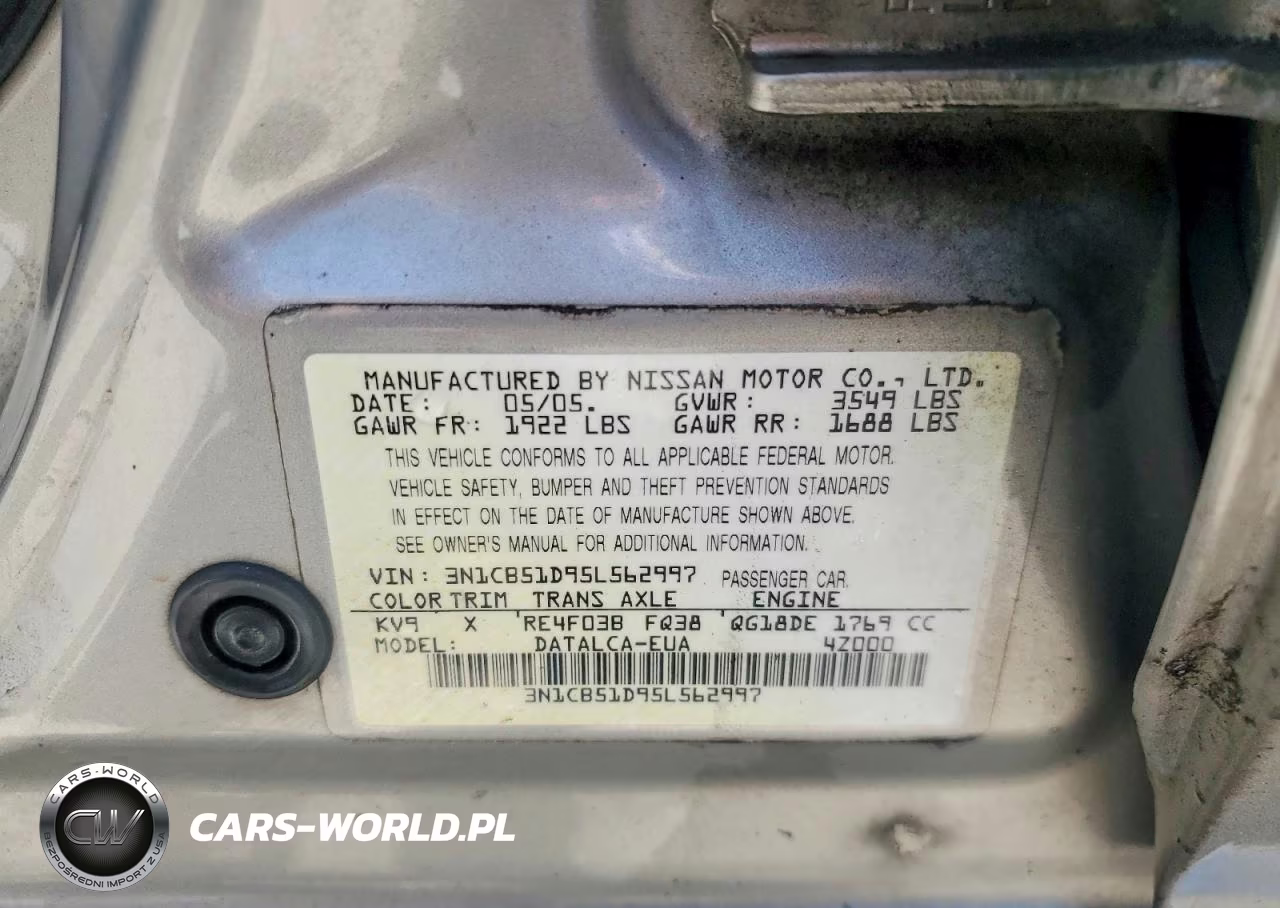 2005 Nissan Sentra 1.8 VIN:3N1CB51D95L562997 - 13