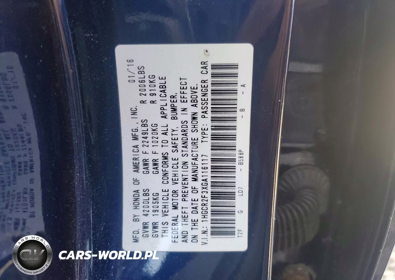 2016 Honda Accord Lx VIN:1HGCR2F3XGA116117 - 13