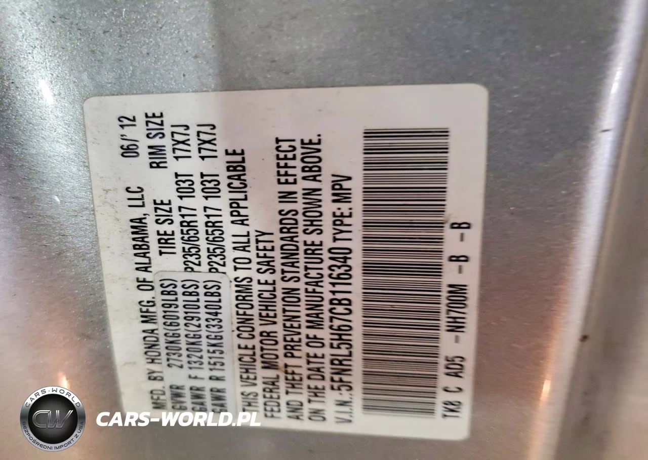2012 Honda Odyssey Exl VIN:5FNRL5H67CB116340 - 12