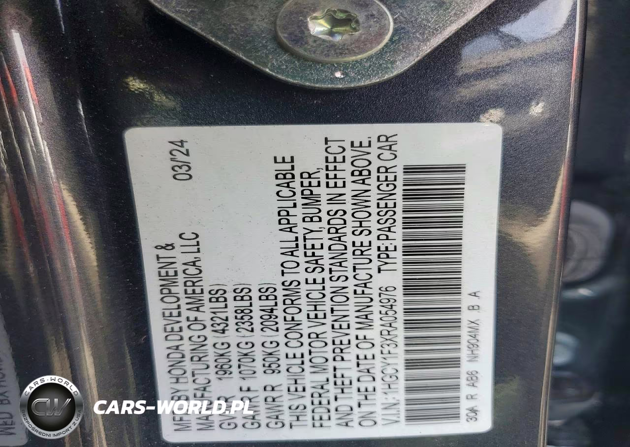 2024 Honda Accord Ex VIN:1HGCY1F3XRA054976 - 12