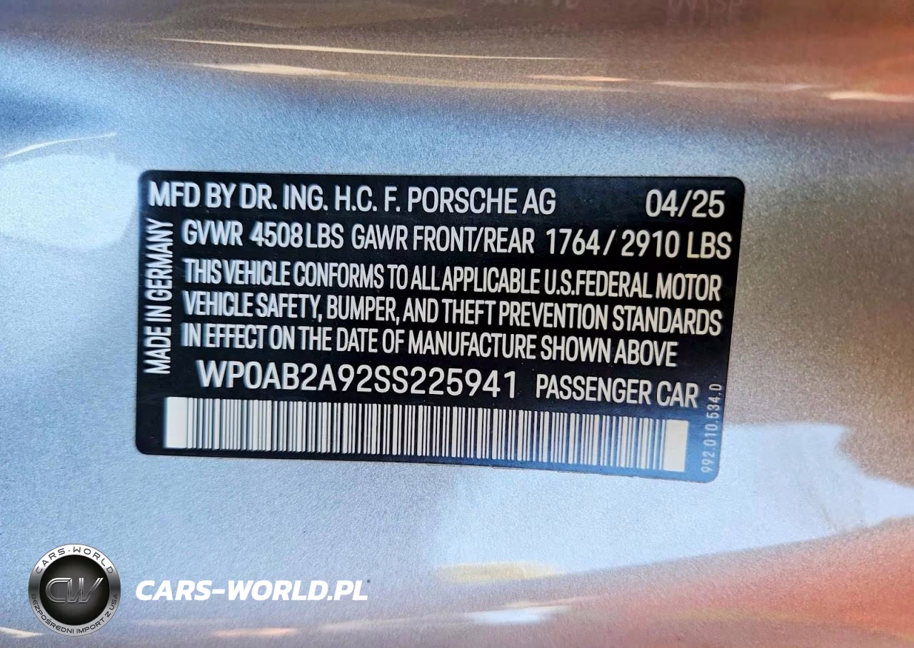 2025 Porsche 911 Carrera Gts VIN:WP0AB2A92SS225941 - 12
