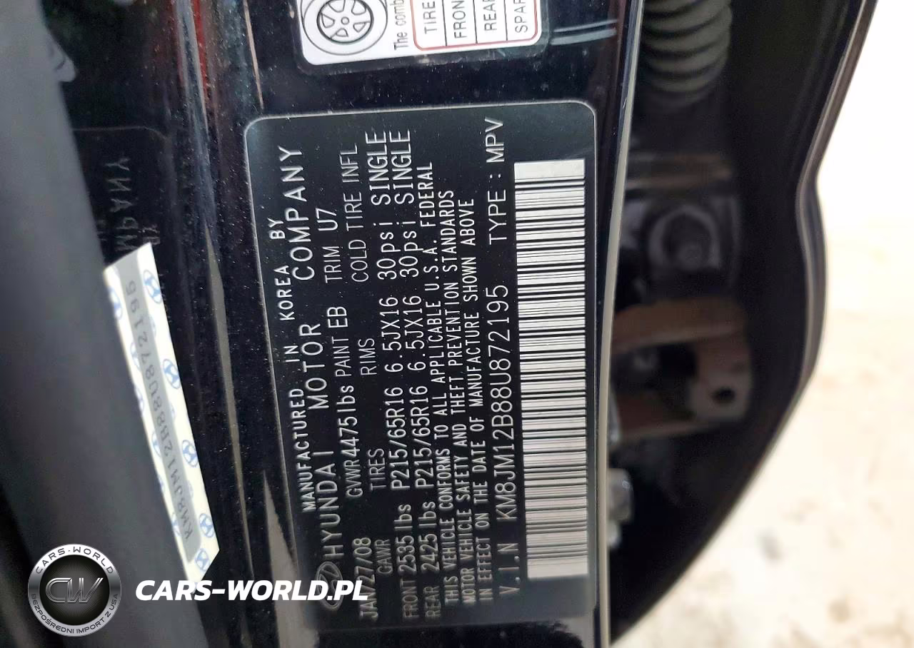2008 Hyundai Tucson Gls VIN:KM8JM12B88U872195 - 13