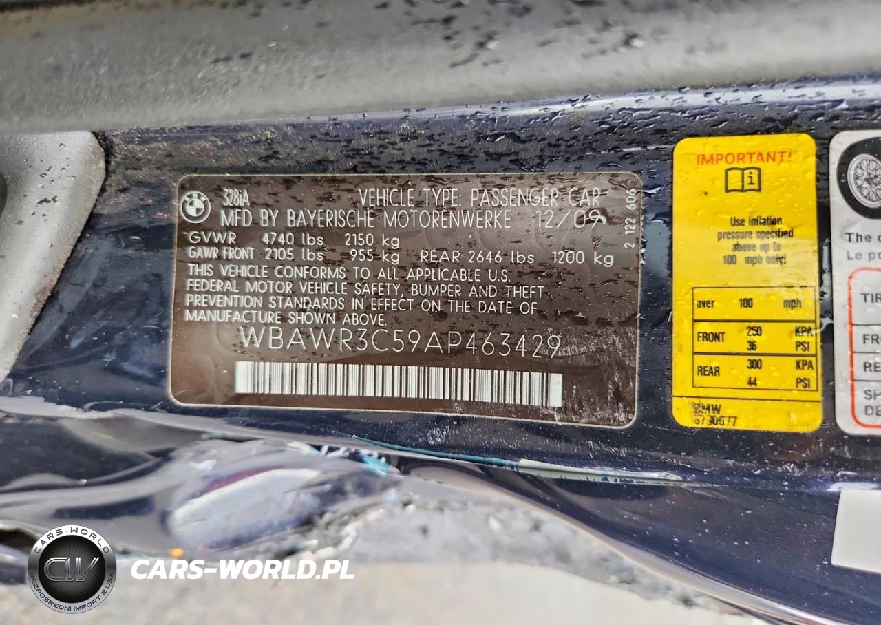 2010 BMW 328 I Sulev VIN:WBAWR3C59AP463429 - 12